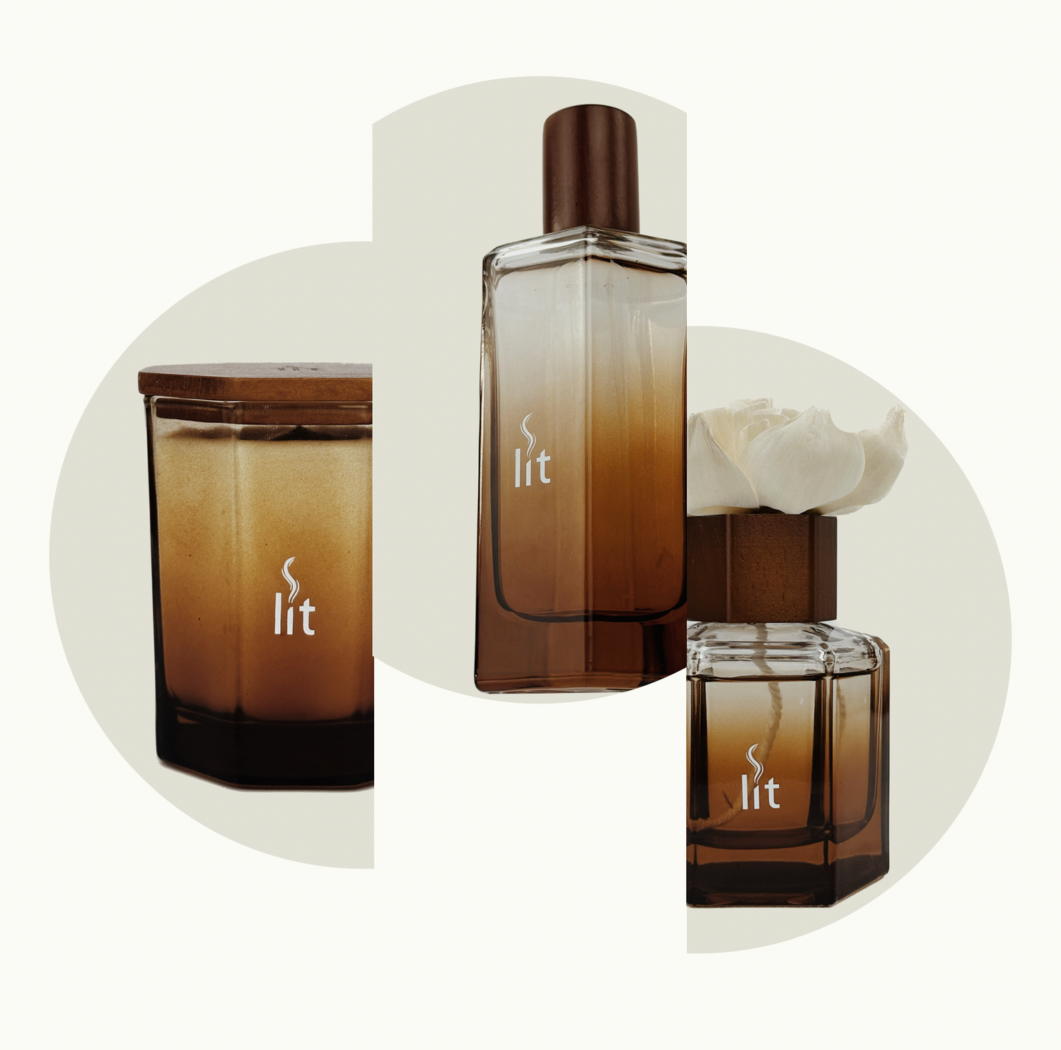 Lit Fragrance Trio - Scented Soy Candle, Air Mist, Sila Diffuser